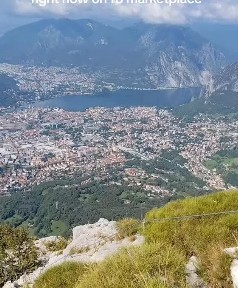 Mountain view over a lakeside town